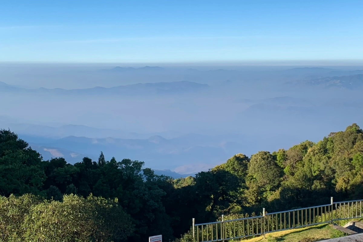 Viewpoint in early morning at Doi Inthanon the famous mountain in Chiang Mai, Thailand